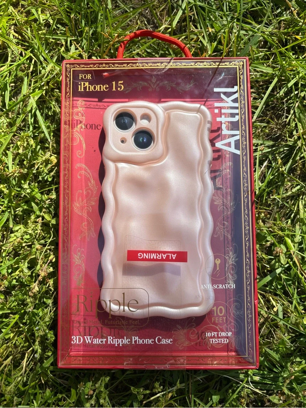 Artikl 3D Ripple Wave Phone Case for iPhone 15 - Pearl Pink